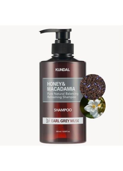 Бессульфатный шампунь Honey & Macadamia Nature Shampoo Earl Grey Musk аромат "Бергамот та Мускус", 500 мл Kundal (278585540)