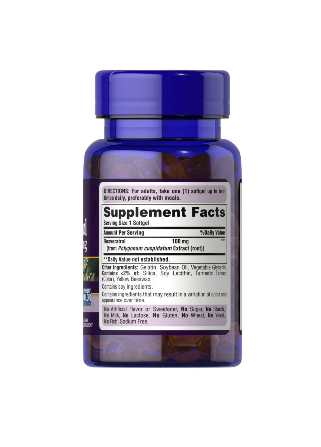 Натуральна добавка Resveratrol 100 mg, 60 капсул Puritans Pride (296469042)