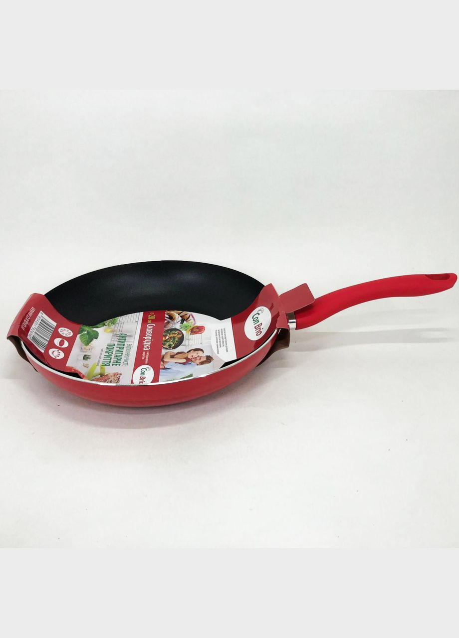 Сковорода 28 см СВ-2814, сковорода для смаження, якісна сковорода. Колір: червоний Con Brio (364665140)