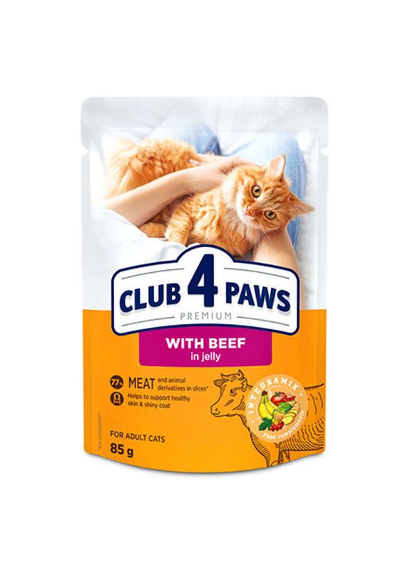 Premium Adult Cat Beef in Jelly - Влажный корм с говядиной для взрослых котов - 85 г Club 4 Paws (350266769)