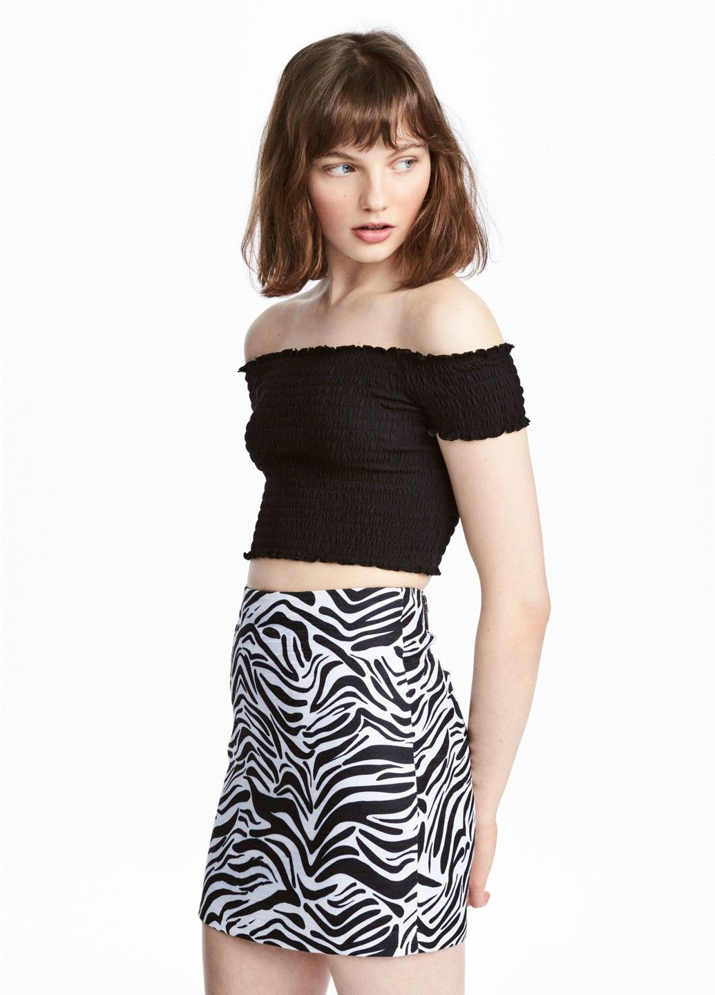 Черно-белая зебра юбка H&M