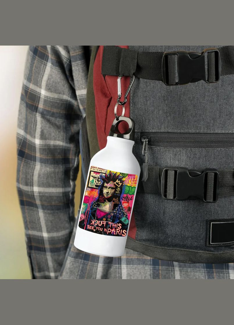 Фляга (бутылка) для воды с карабином 500 мл Металлическая (Туристическая, Для кемпинга, Для спорта) #17 500 мл Белый No Brand (323639609)