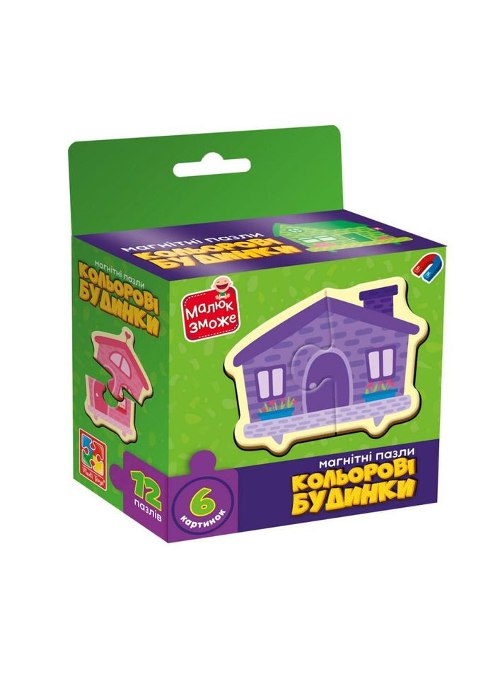 Детские магнитные пазлы "Цветные дома" VT1733-03, 6 картинок Vladi toys (372495696)
