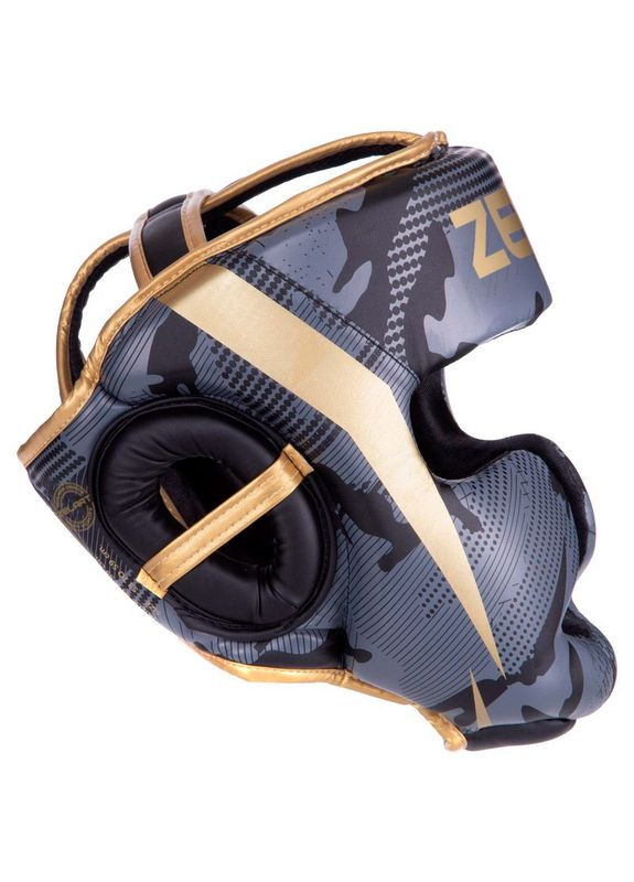 Шлем боксерский с полной защитой BO-2529 Черно-золотой (37508113) Zelart (293254154)