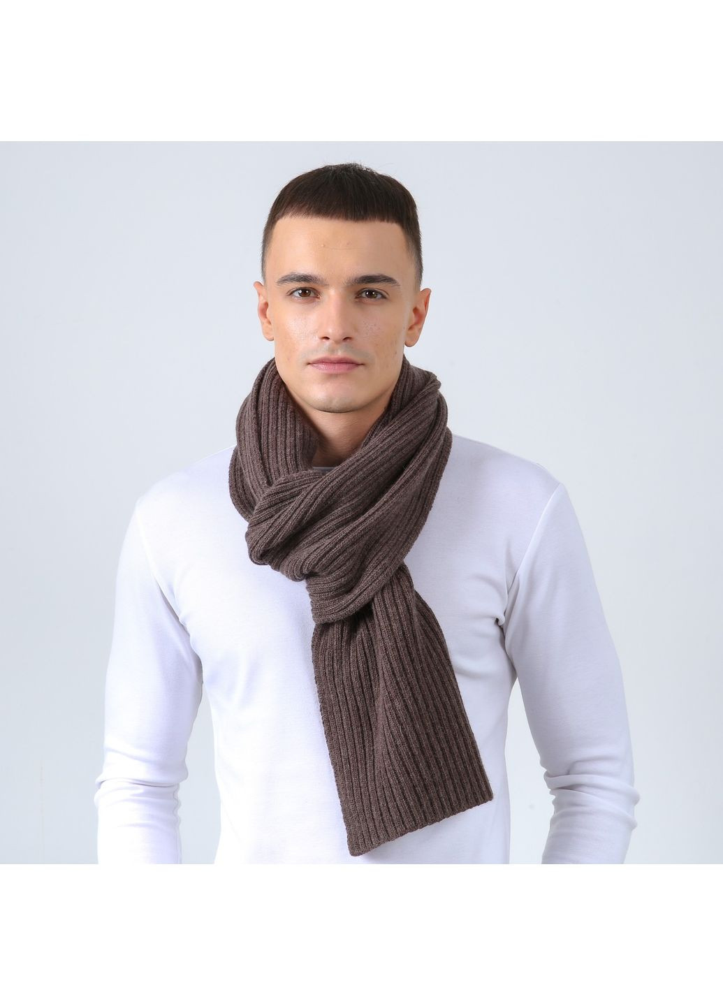 Шарф чоловічий однотонний вовна коричневий ТЕОДОР 626-119 LuckyLOOK 626-119М (351902711)