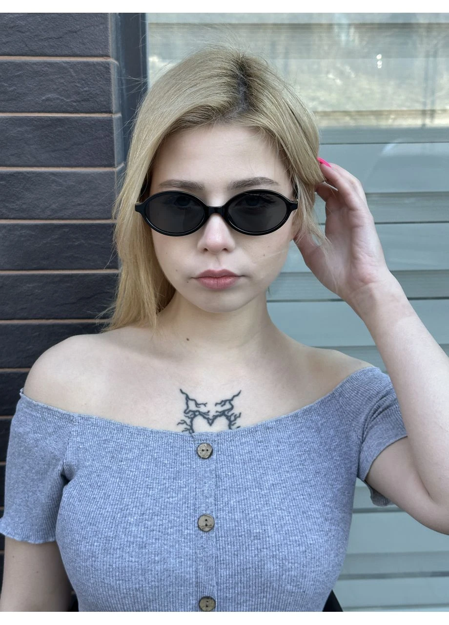 Очки солнцезащитные женские овалы черные. Женские овальные очки No Brand (381407152)
