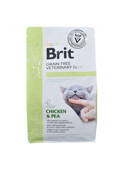 Сухий корм GF VetDiet Cat Diabetes для котів, при цукровому діабеті, з куркою та горохом, 2 кг Brit (322874711)