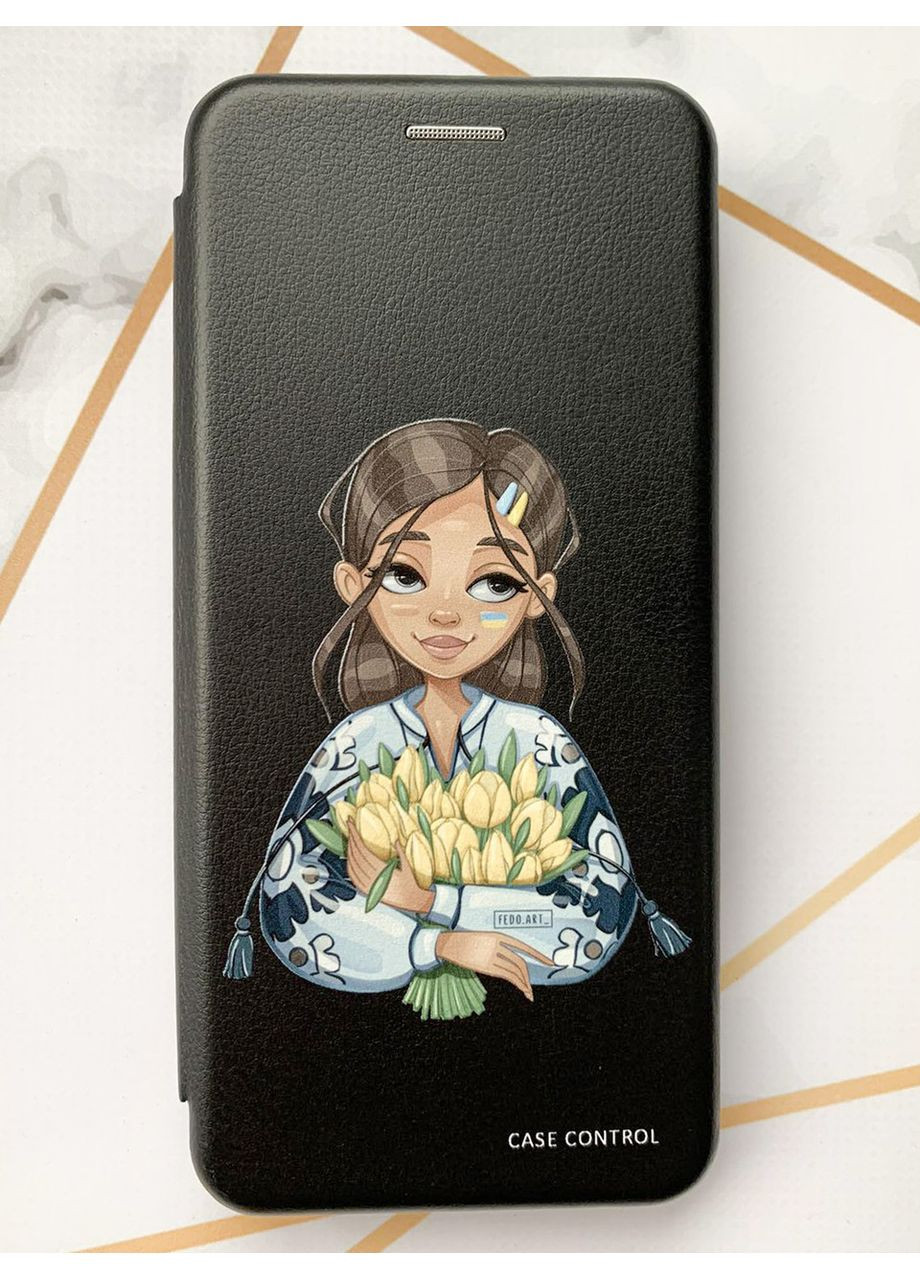 Чохол-книжка з малюнком для Samsung Galaxy A54 5G (A546) Чорний Дівчина з тюльпанами (принт 22) Creative (355387935)