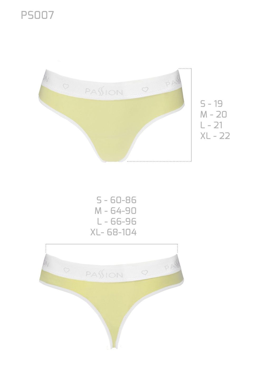 Жовтий демісезонний спортивні трусики-стрінги ps007 panties yellow, size Passion