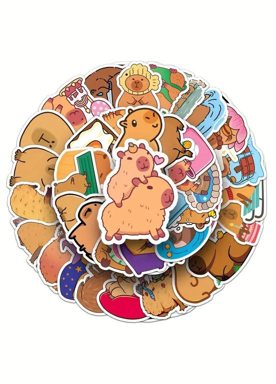 Стикеры Капибара capybara стикерпак наклейки набор наклейок 50 шт Cap_6954 Shantou (315724820)