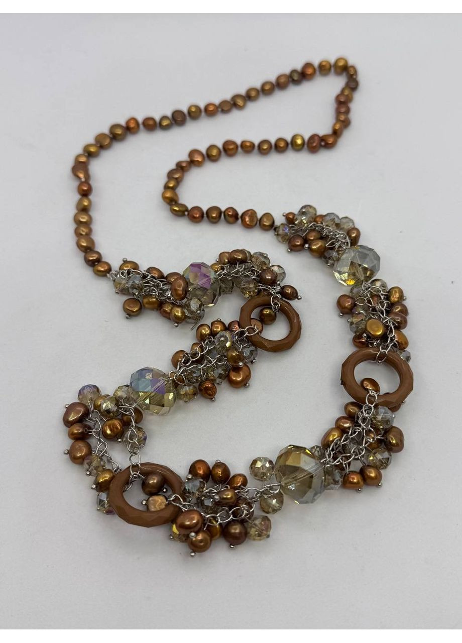 Намисто зі скла та тонованих перлів 84 см Коричневий No Brand (368561668)