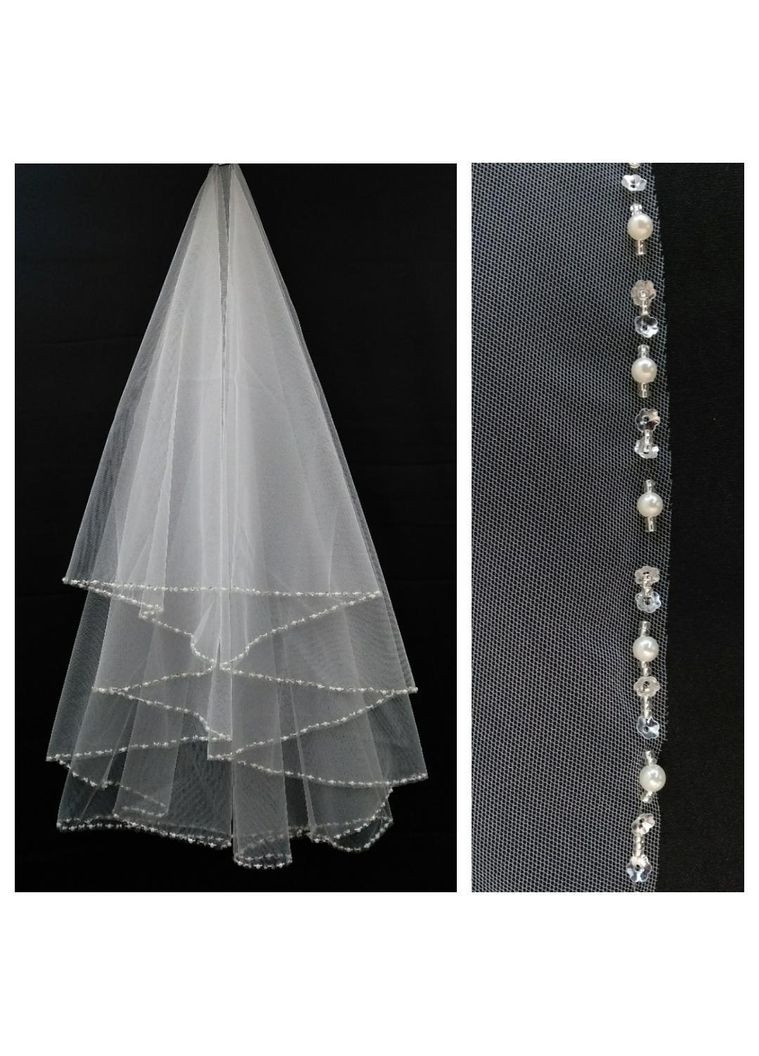 Фата вишита бісером по краю 2013, біла, айворі No Brand (369162384)