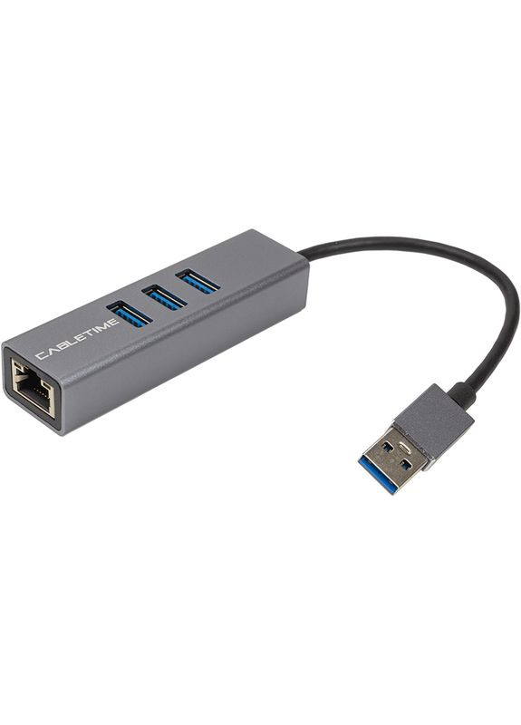 Адаптер USB 3.0 - USB 3.0 (3 Ports) + RJ45, 0.15м CABLETIME (315502966)