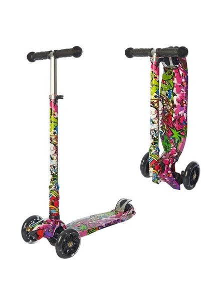 Самокат дитячий триколісний MAXI JR 3-055-WP5 кермо 66-89см, колеса ПУ з підсвічуванням, Чорний iTrike (317590540)