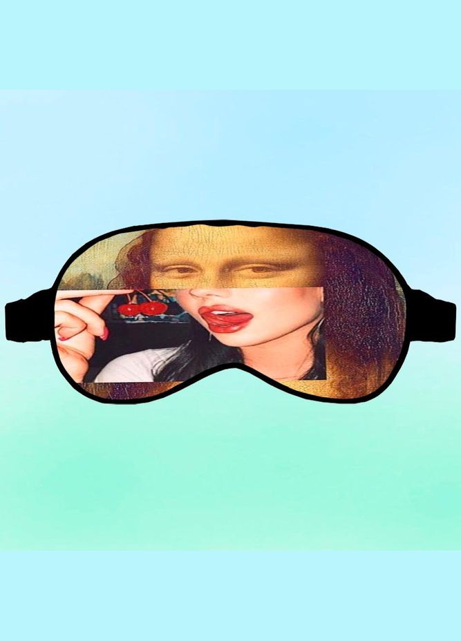 Маска для сну мона ліза та вишня Чорна з принтом No Brand (315042814)