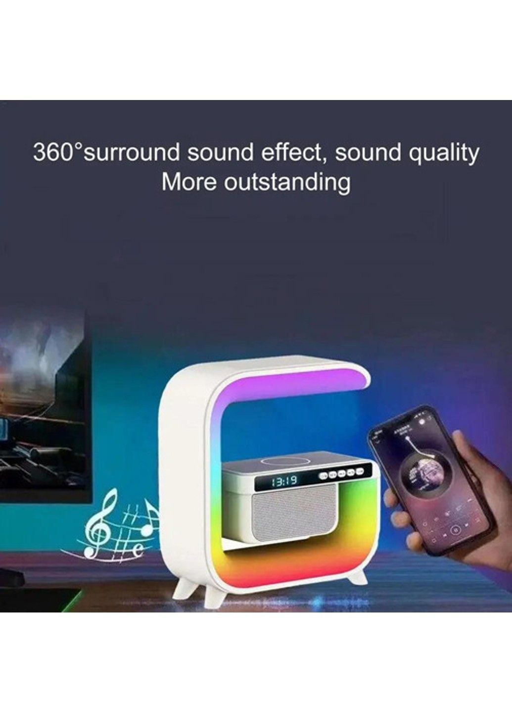 Акумуляторний нічник G-Smart G3 mini RGB з Bluetooth колонкою та зарядкою для телефону No Brand (331639495)