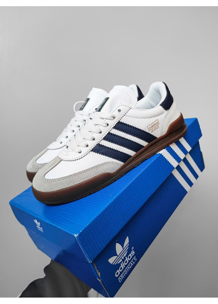 Білі Осінні кросівки чоловічі adidas jeans white / blue адідас No Brand