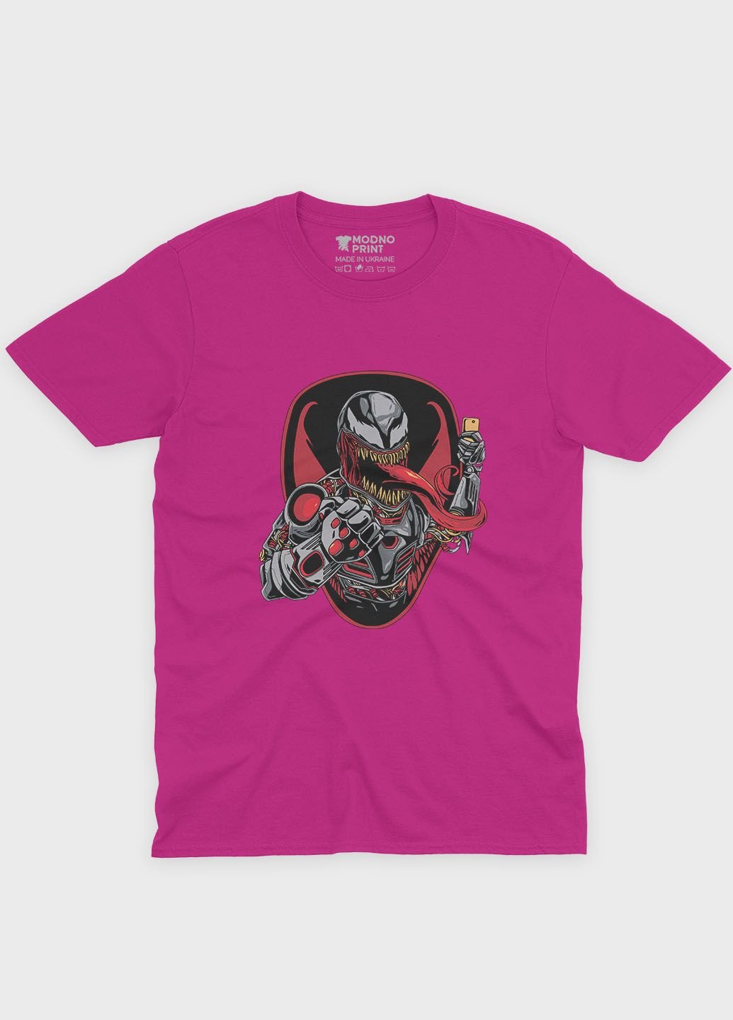Рожева демісезонна футболка для хлопчика з принтом суперзлодія - веном (ts001-1-fuxj-006-013-032-b) Modno