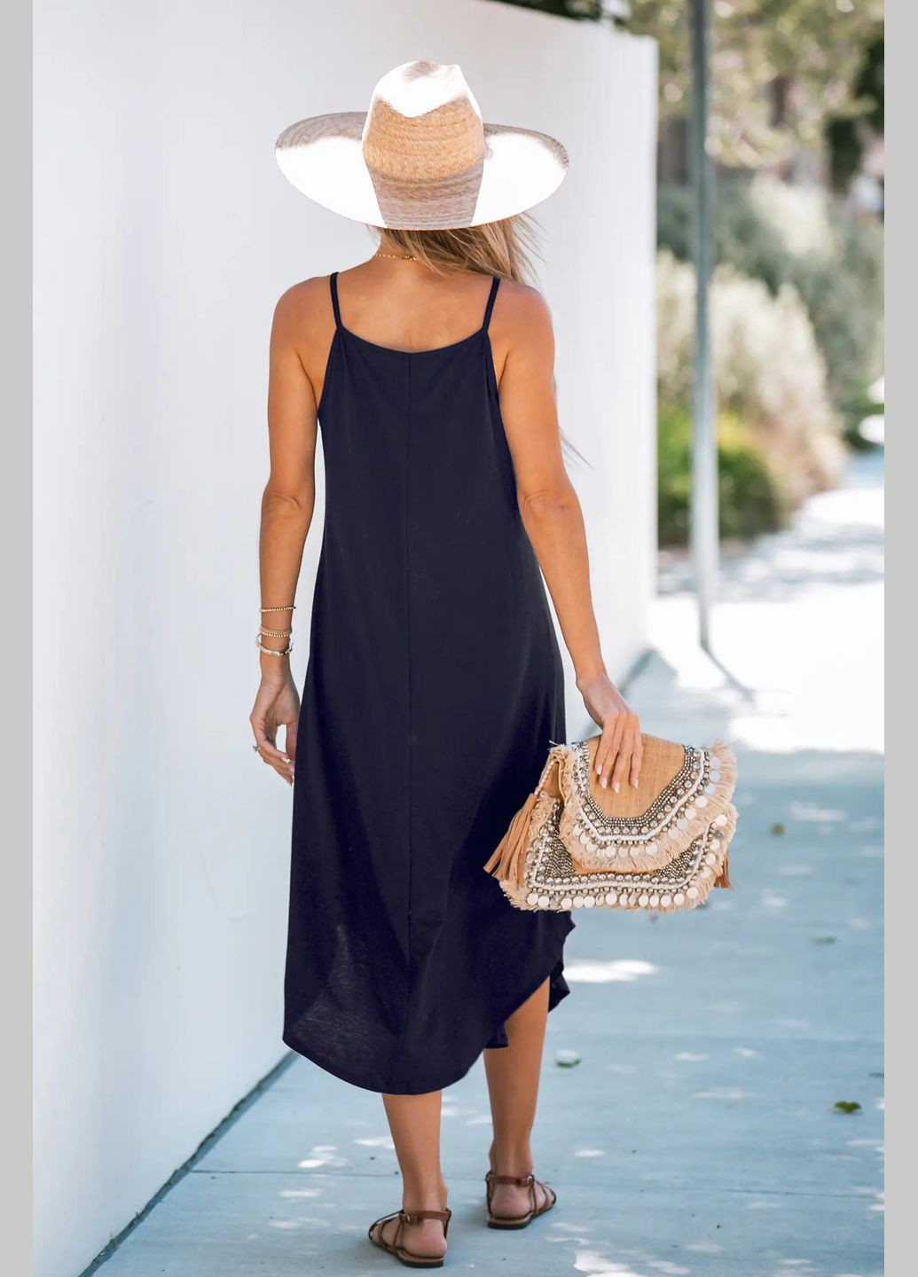 Темно-синее пляжное платье CUPSHE однотонное