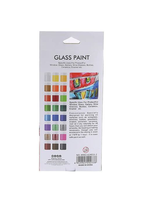 Художні акрилові фарби Glass Paint для декору скла 24 кольори по 15 ml Art Rangers (325696576)