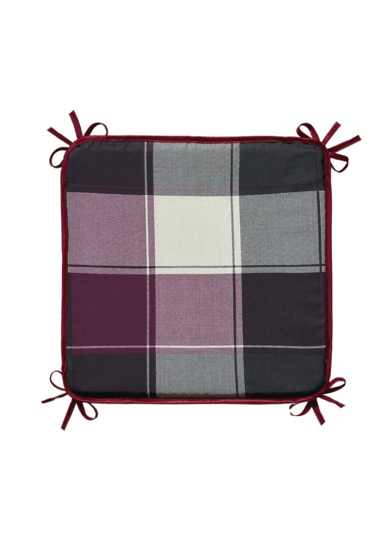 Подушка для стільця на зав'язках 33х33х2 см в трьохколірну клітинку No Brand (324831601)