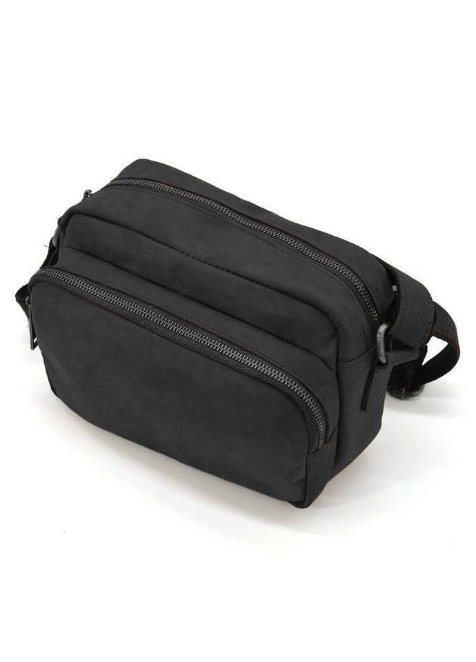 Чоловіча шкіряна сумка через плече крос-боді на 2 відділи з натуральної шкіри чорна 23*16*11 см TARWA (332005693)