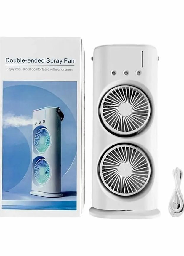 Вентилятор настольный двойной с охлаждением Double-ended Spray Fan LED подсветка Пульт ДК (2104618502) No Brand (325219465)