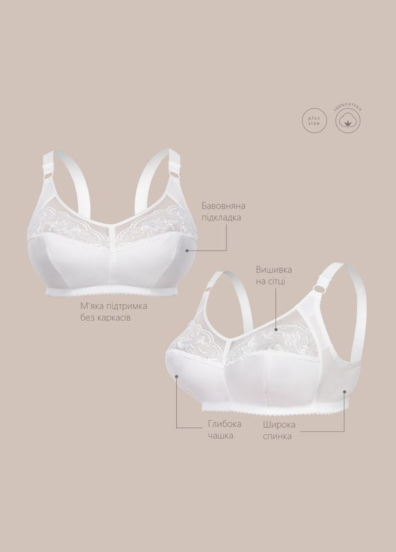 Белый бюстгальтер без косточек с мягкой чашкой Elita без косточек