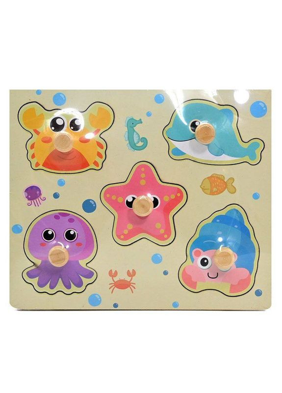Деревянные пазлы вкладыши С 73250 Подводный мир с рисунком под вкладышем. Fun Game (338851444)