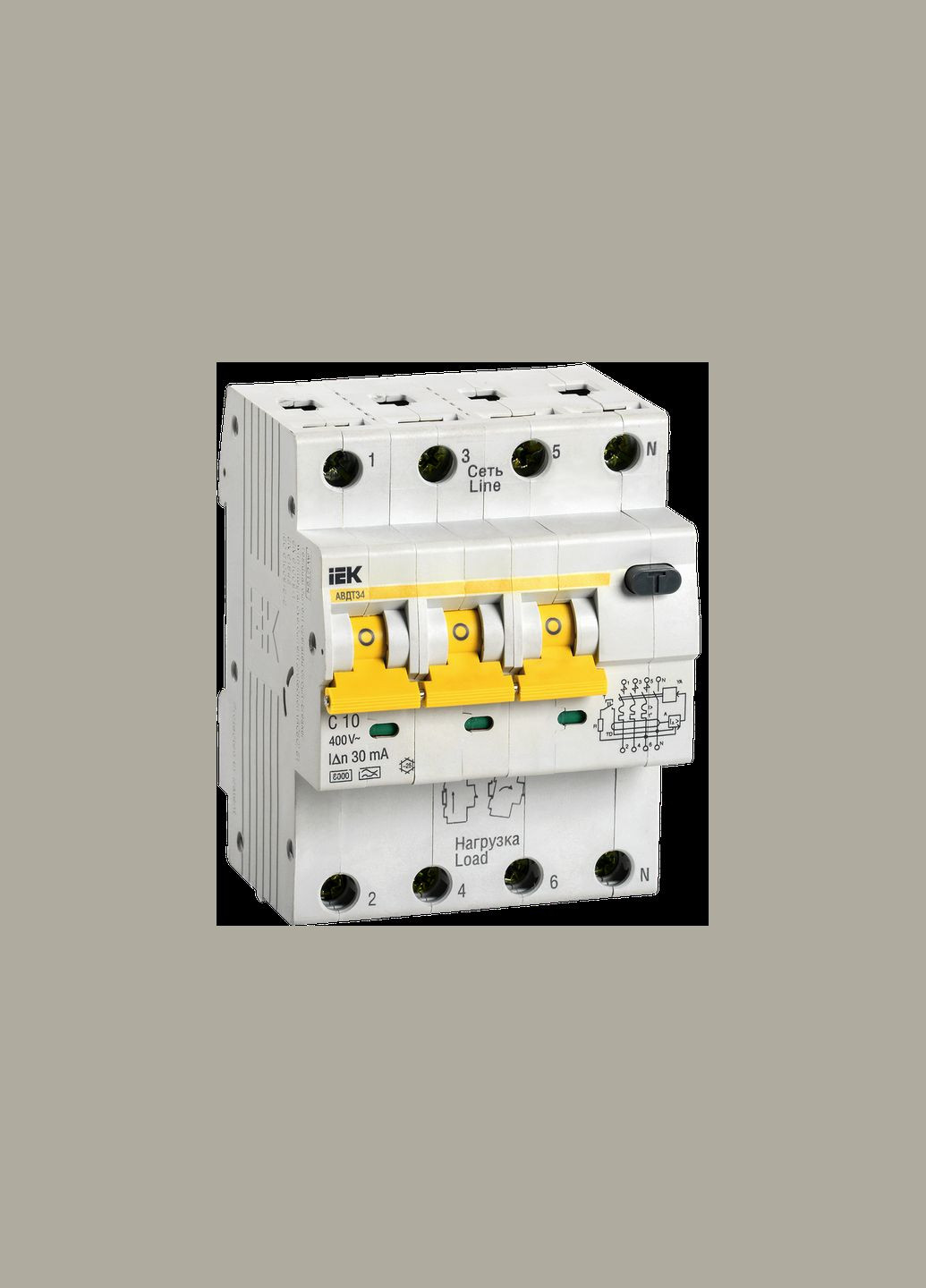 Дифференциальный выключатель 4Р 10A 30мА "C" тип A [MAD22-6-010-C-30] АВДТ34 UEC (337153797)