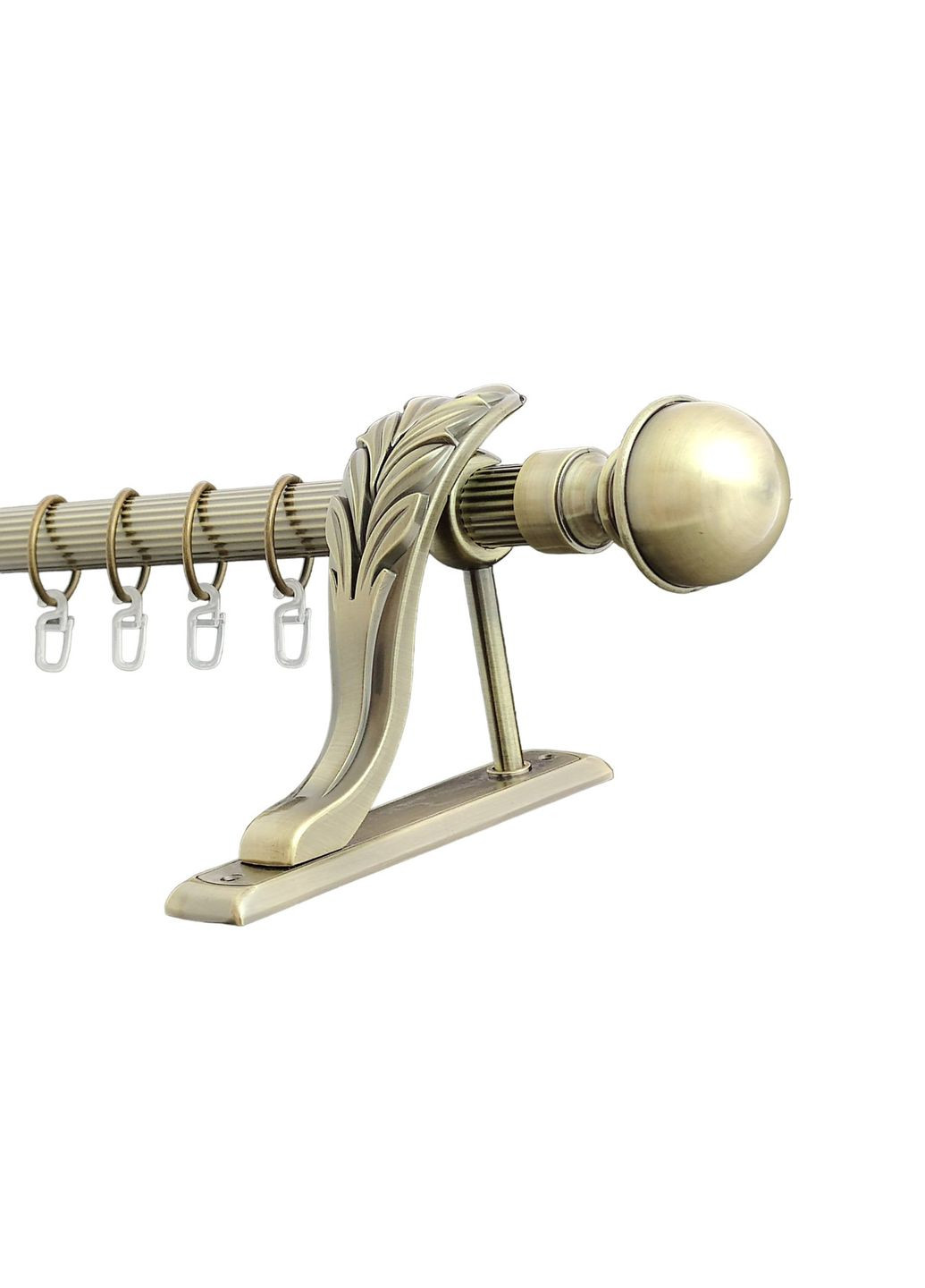 Карниз для штор Бостон металлический однорядный ретро рифленая труба кольцо металлическое Антик 25 мм 160см ORVIT (299335108)