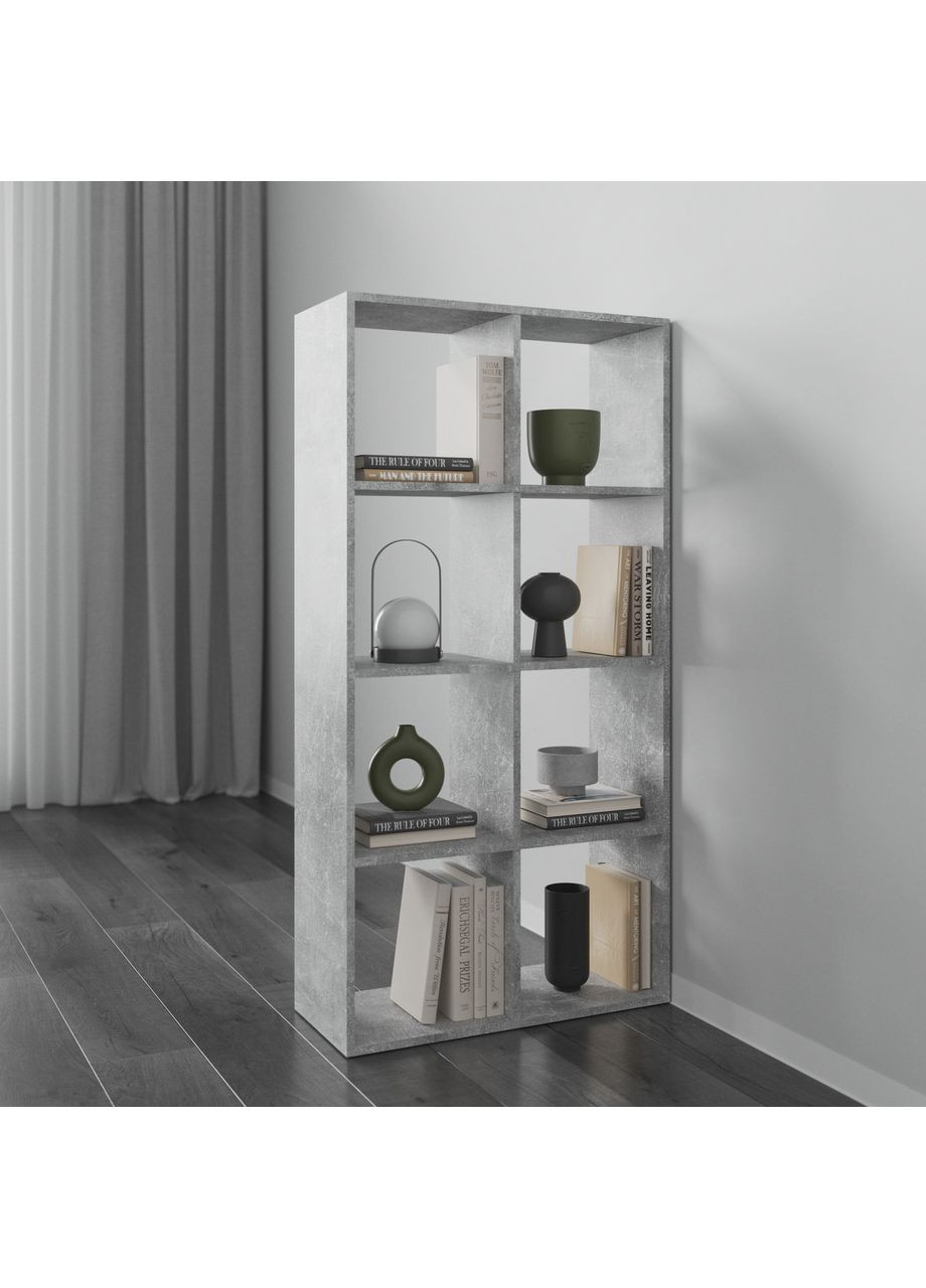 Стелаж для книг, стелаж для дому на 8 комірок M-10 Бетон VAYS (373315232)
