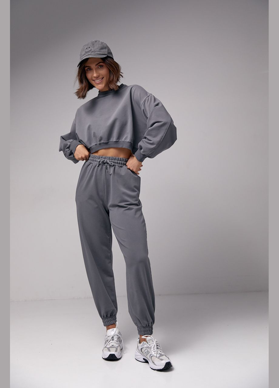 Женский спортивный костюм с укороченным свитшотом и джоггерами Liton (296909090)