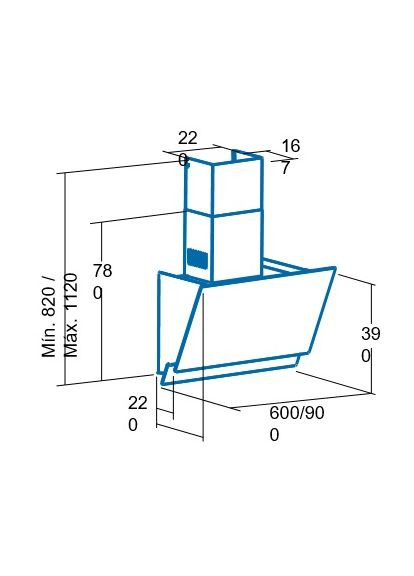 Вытяжка наклонная, 90см, 1000м3г, JUNO 900 XGWH, белый CATA (314779017)
