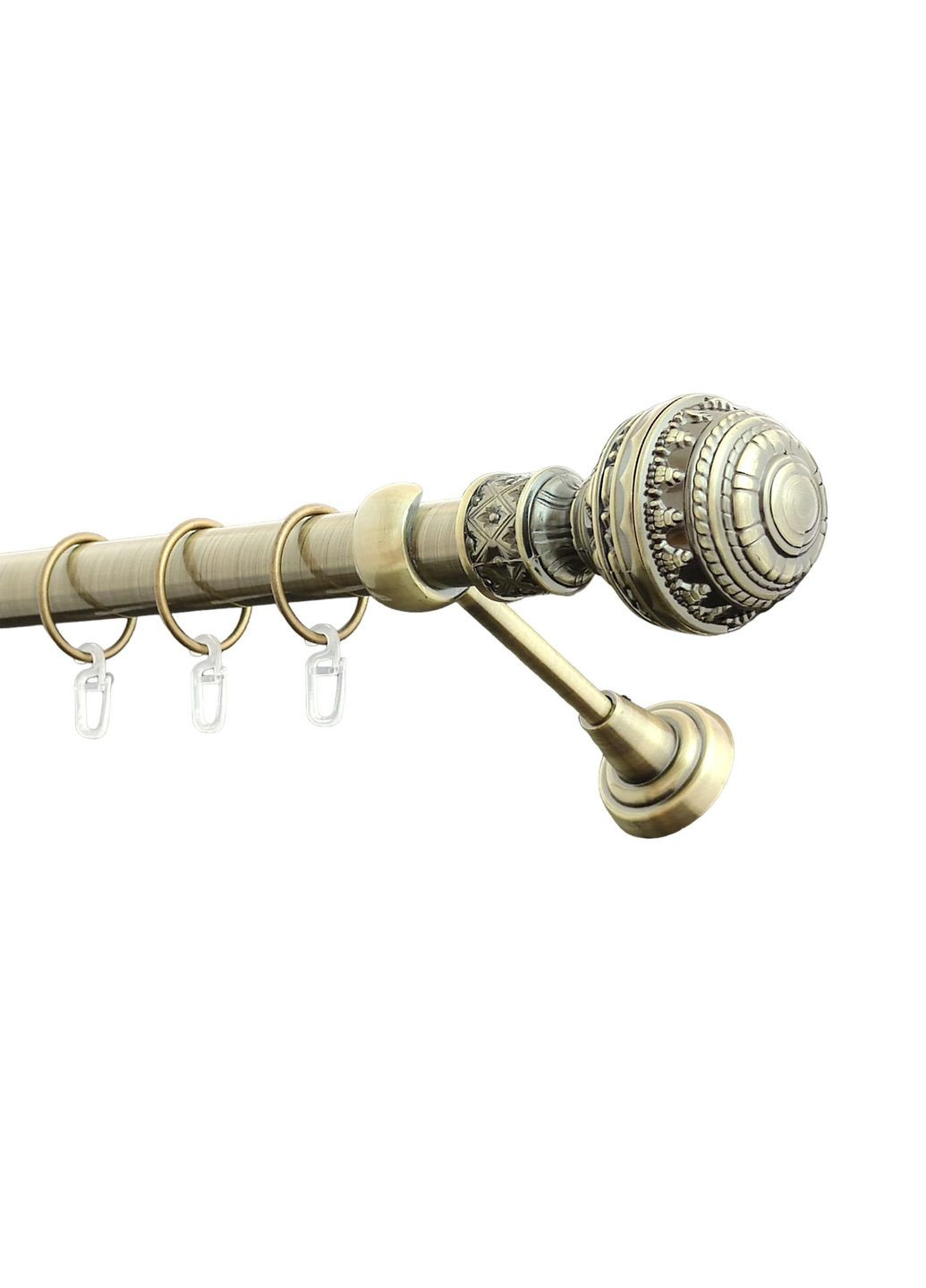 Карниз для штор Арабеска металевий однорядний гладка труба кільце металеве Антик 19 мм 160см ORVIT (299335818)