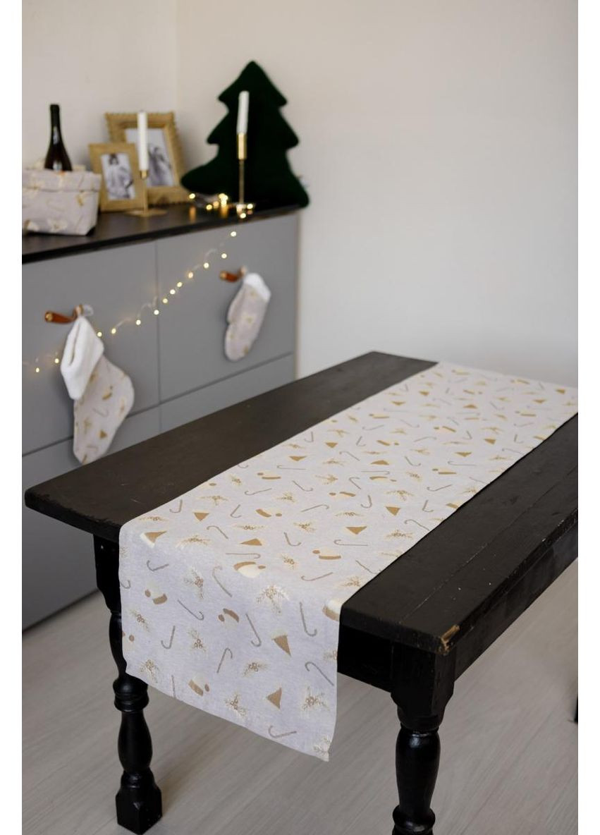 Раннер на стол жаккардовый 40х180 см Шапочки на бежевом. Прованс (366970002)