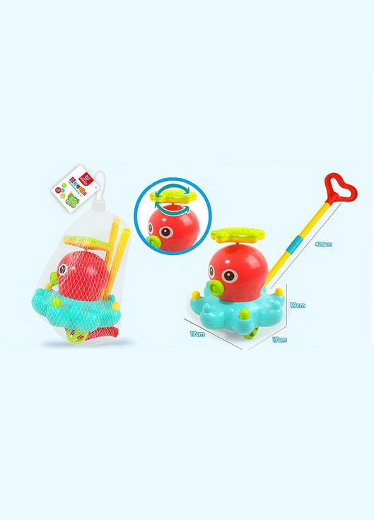 Детская игрушка-каталка "Осьминог" A0365 с ручкой для детей No Brand (318677846)