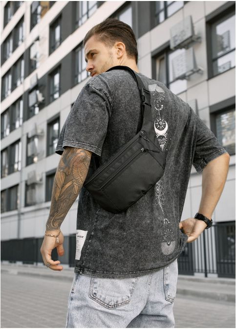 Мужская тканевая поясная сумка бананка Черная (2938038617) Sambag (366036765)
