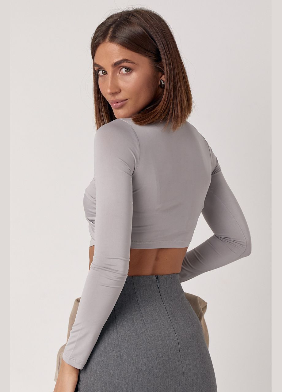 Еластичний кроп-топ із драпіруванням спереду Lurex (302651994)