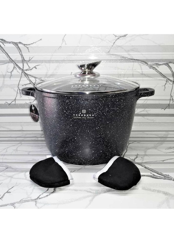 Кастрюля-котел с мраморным антипригарным покрытием и крышкой 6.2 л-24 см. EB-1171 для индукционной плиты Edenberg (360654479)