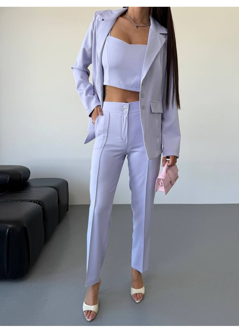 Костюм (піджак, брюки, топ), колір Бузковий Fashion (361310298)