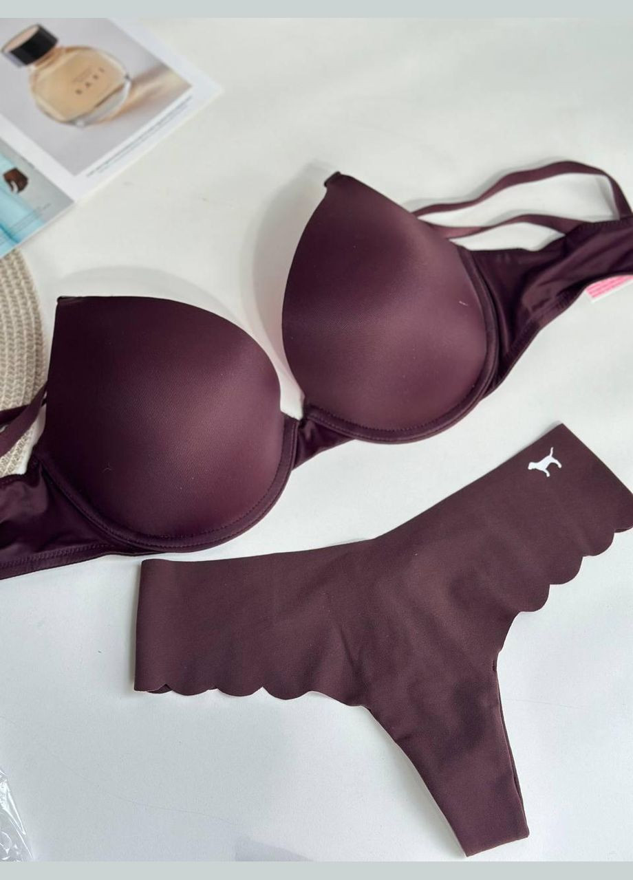 Бордовий бюстгальтер з пуш-ап pink push-up bra Victoria's Secret