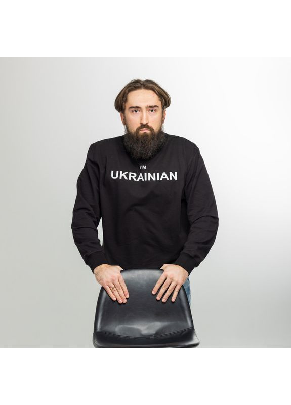 Черный свитшот (кофта - реглан) мужской "классик" черный "i`m ukrainian", размер одежды xxl, цвет черный Badger (354697654)
