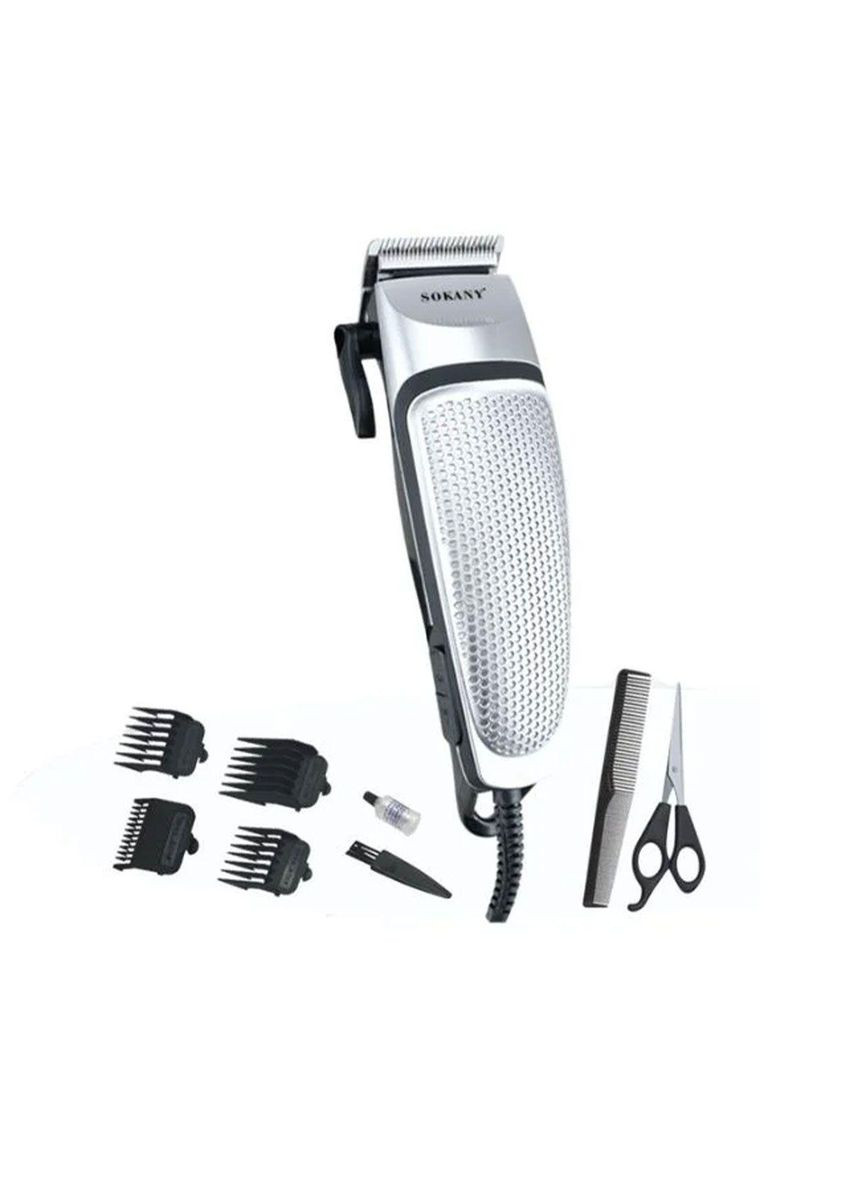Машинка для стрижки волос SK-4643 электрическая универсальная 4 насадки Серебристая Sokany (369143370)