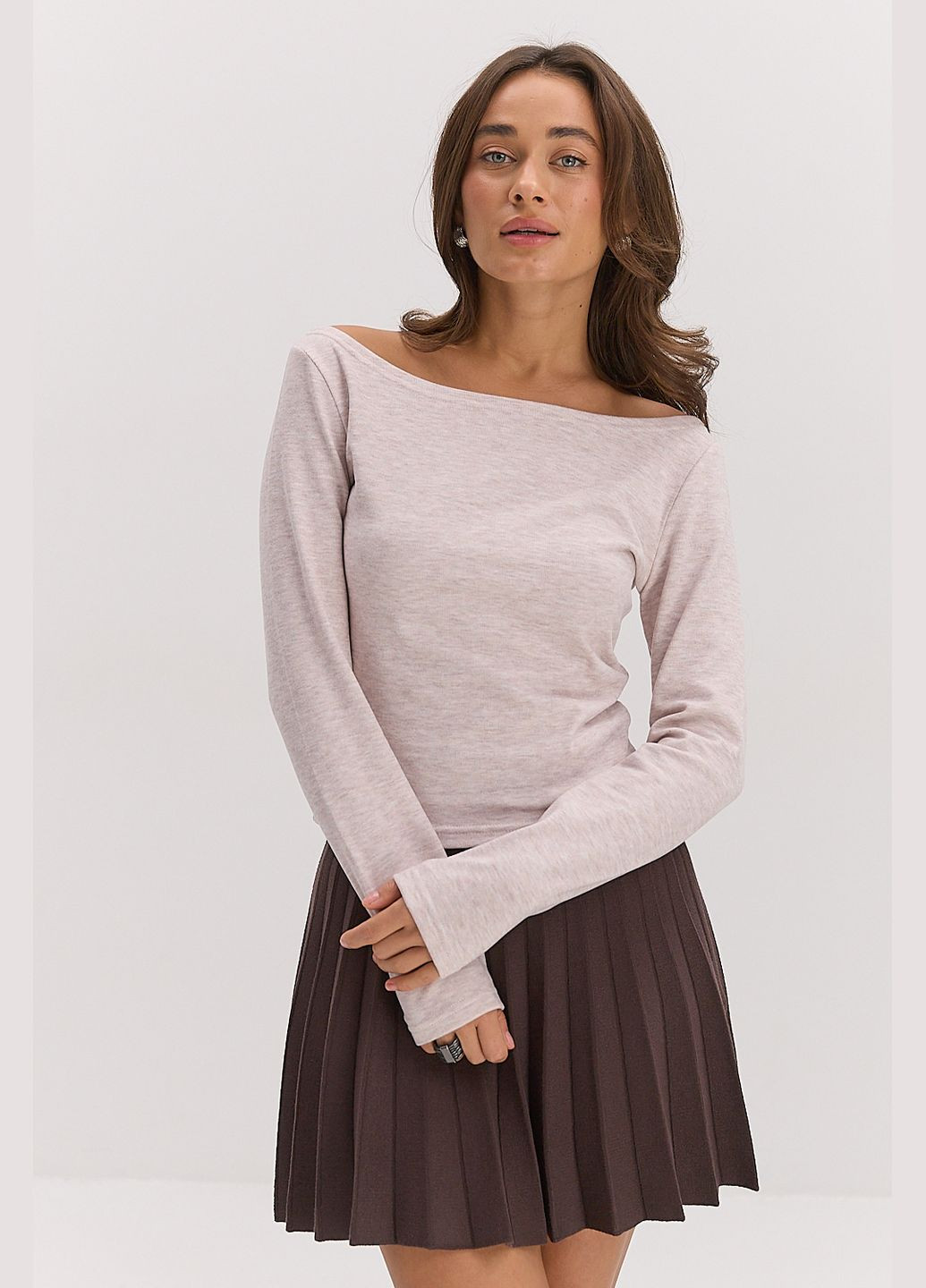 Жіночий лонгслів з широкою горловиною Arjen (314454629)