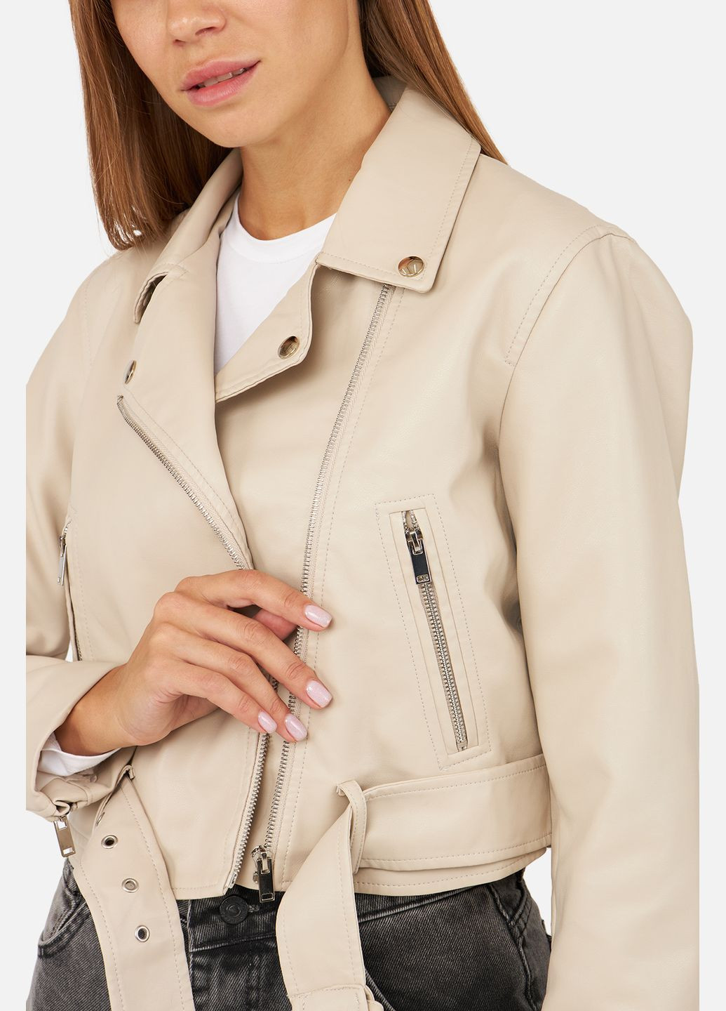 Сіра демісезонна жіноча куртка косуха колір сірий цб-00256287 No Brand