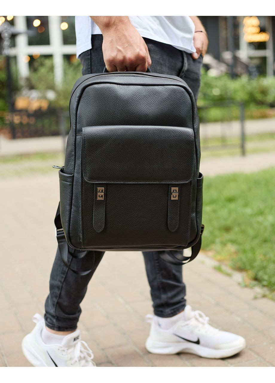 Стильный мужской кожаный рюкзак 40х30х17, практичный аксессуар для ноутбука и документов, No Brand (359380811)