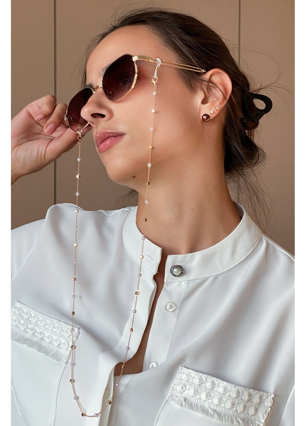 Ланцюг для окулярів з перлами і кубами CHICLY (355317702)