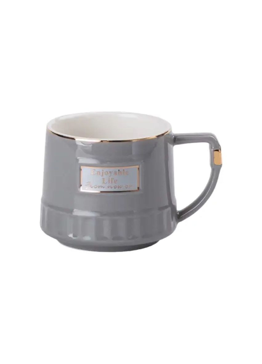 Чайний набір на 6 персон сірий фарфоровий сервіз для чаювання з чайником та тацею ProDobro (364189838)