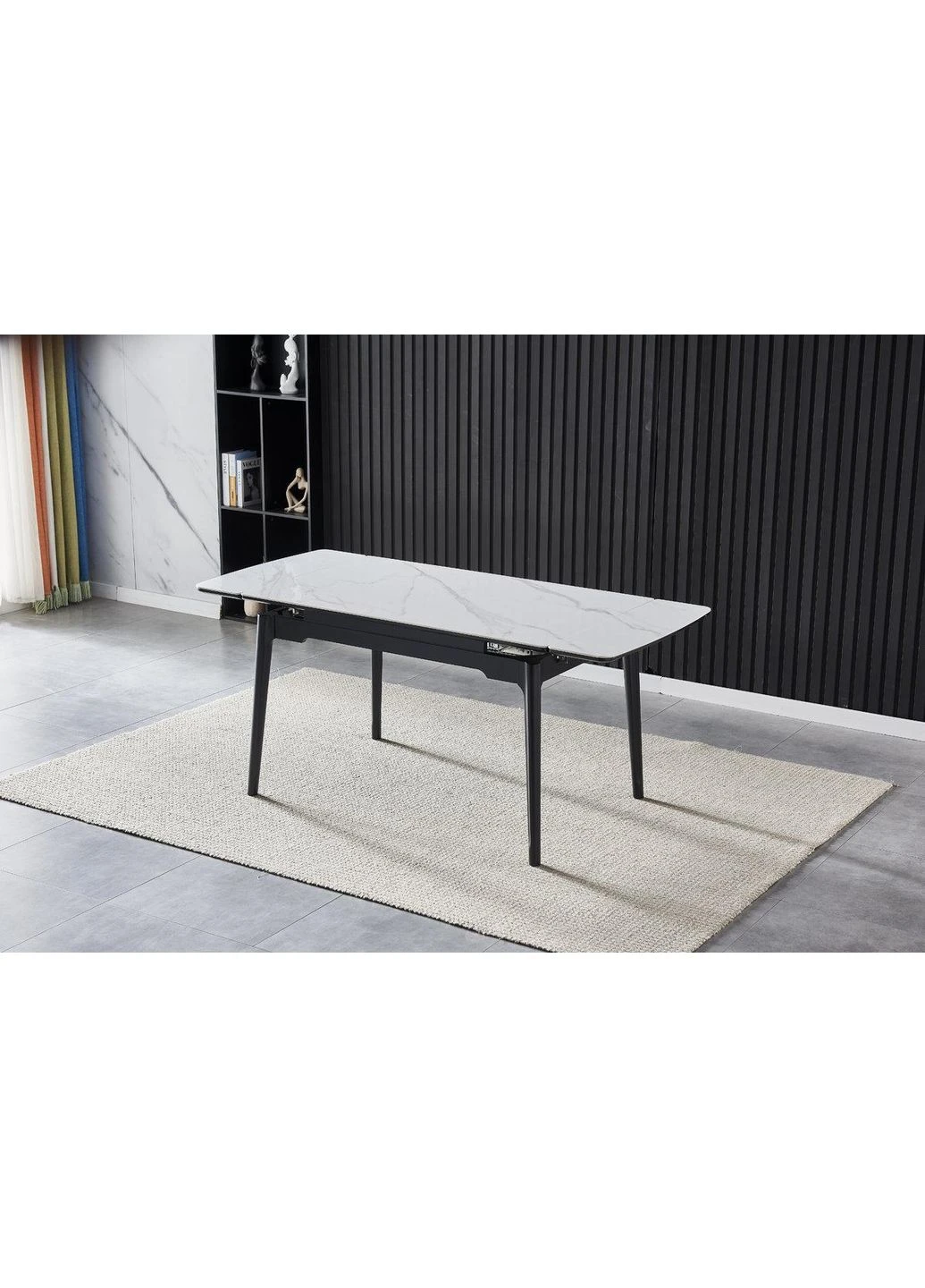 Стол BONN CERAMIC 130(180)*80 белый глянец/черный каркас Intarsio (389910208)